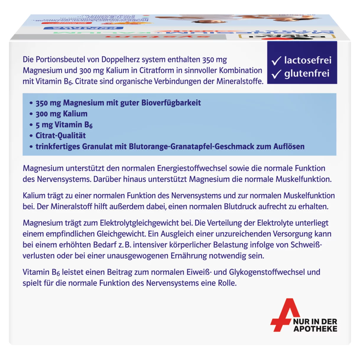 Abbildung der Produktverpackung Doppelherz system MAGNESIUM + KALIUM CITRAT Rückansicht
